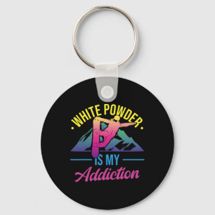 Retro 90er 80er Snowboard White Powder ist mein Ad Schlüsselanhänger