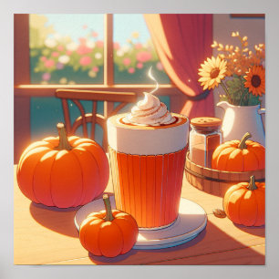 Retro 90er Anime Kürbisgewürz-Latte Poster