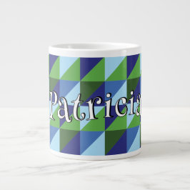 Retro 90er Blau und Grün Geometrisch Abstract OpAr Jumbo-Tasse