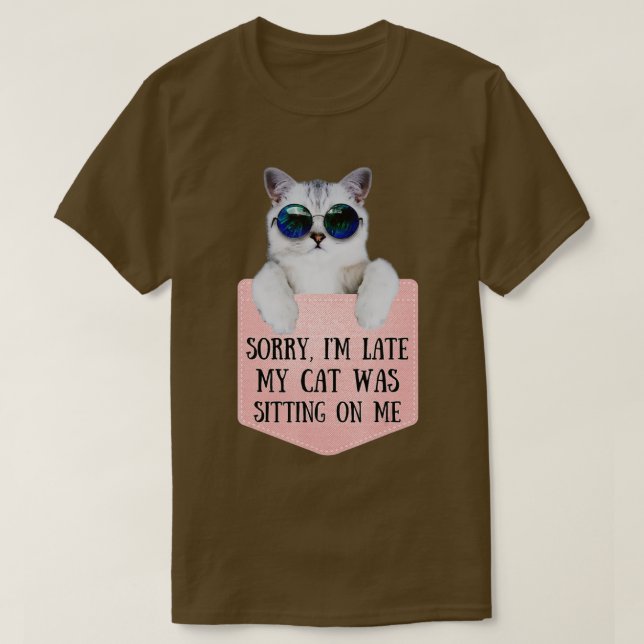 Retro 90er Cat's Sorry Ich verspäte meine Katze sa T-Shirt (Design vorne)