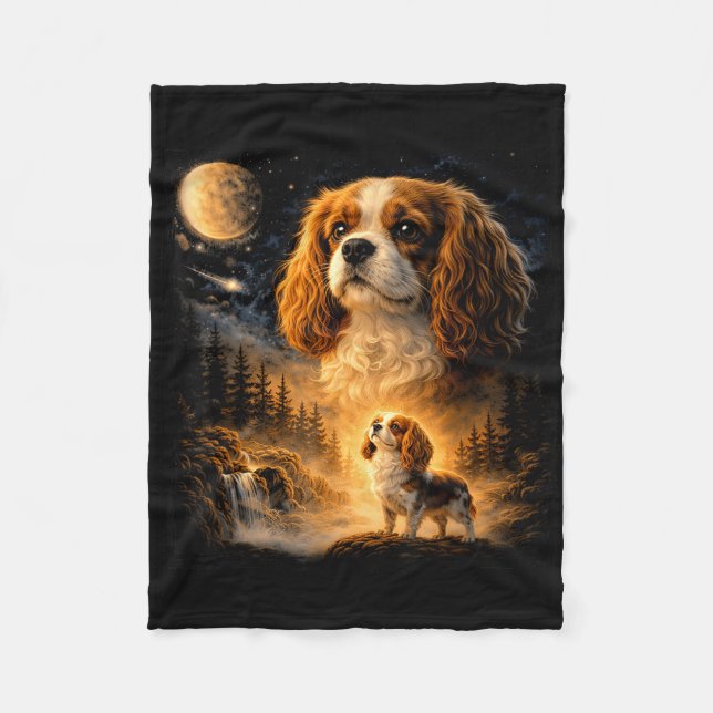 Retro 90er Cavalier King Charles Spaniel heult Fleecedecke (Vorderseite)