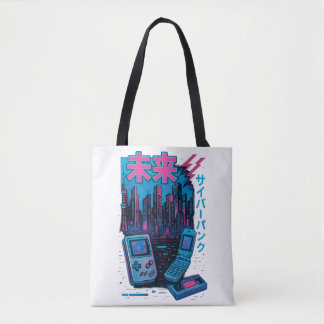 Retro 90er Cyberpunk Neon Tote Bag Tasche