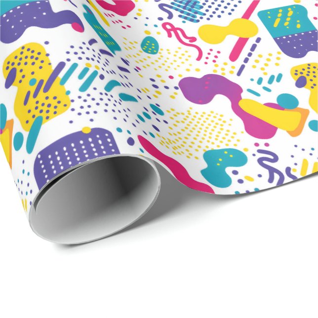 Retro-90er-Fliesenmuster-Party  Geschenkpapier (Rolleneckpunkt)