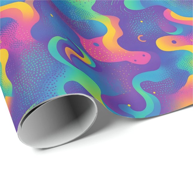 Retro-90er-Fliesenmuster-Party  Geschenkpapier (Rolleneckpunkt)