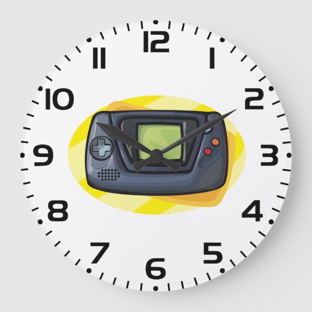 Retro-90er-Handheld-Spielkonsole-Gamer Große Wanduhr (Vorderseite)