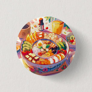 Retro 90er Jahre Anime japanisches Essen Button