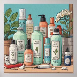 Retro 90er Jahre Anime Skin Care Ästhetische Kunst Poster