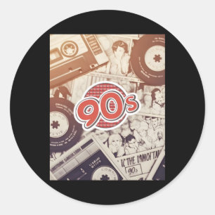 Retro-90er-Jahre-Ästhetik – Diese Tapes Nostalgie- Runder Aufkleber