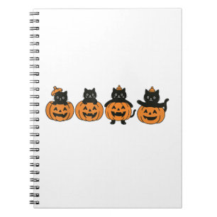 Retro 90er Katzen Halloween Kürbis schwarze Katze Notizblock