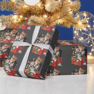 Retro 90er Katzenliebhaber Weihnachten Retro Katze Geschenkpapier