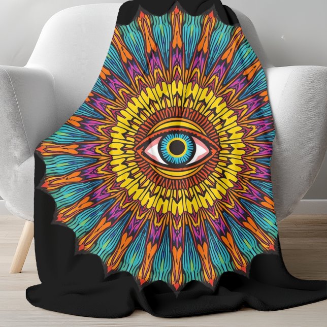 Retro 90er Mandala | Psychedelisches Third-Eye-Gra Fleecedecke (Von Creator hochgeladen)