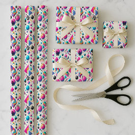 Retro 90er Memphis Geometrisches Neon-Verpackungs- Geschenkpapier Set