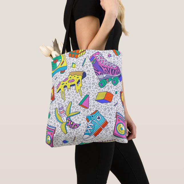 Retro-90er-Skate-Party-Muster Tasche (Von Nahem)