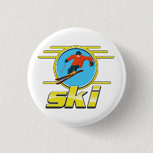 Retro 90er Ski-Logo Button