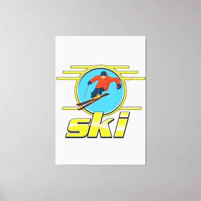 Retro 90er-Ski-Logo Leinwanddruck (Vorderseite)