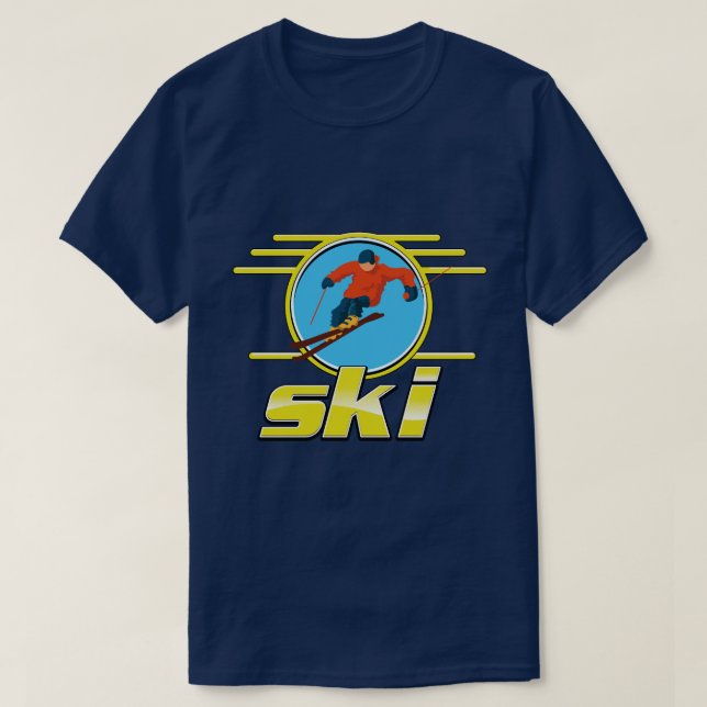 Retro 90er-Ski-Logo T-Shirt (Design vorne)