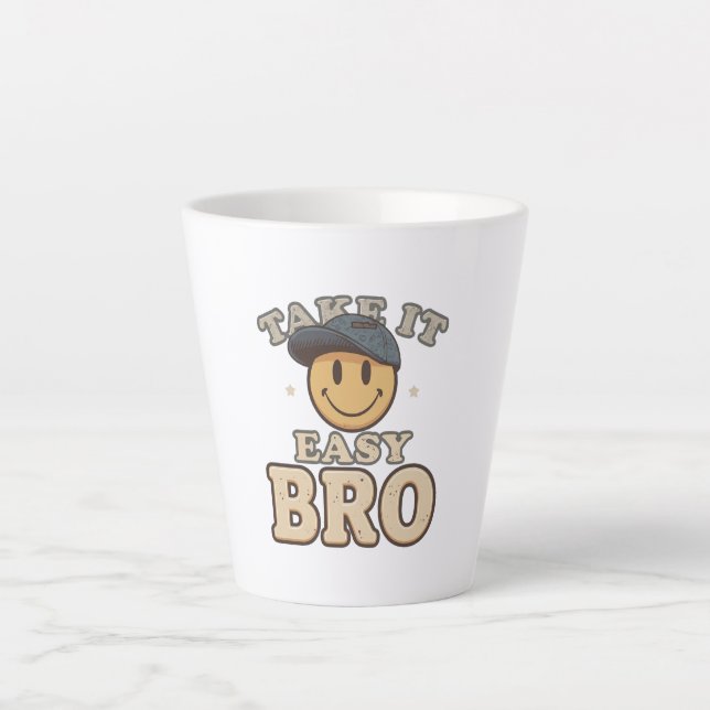 Retro-90er Smiley mit Hut Milchtasse (Vorderseite)