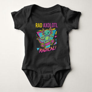 Retro 90er Stil Axolotl Skateboard Rad neon Baby Strampler