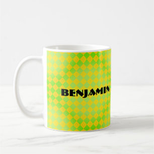 Retro 90er Zitronengelb Limettengrün Harlekin Kaff Kaffeetasse
