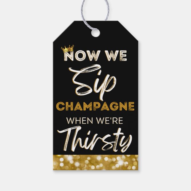 Retro 90's Hip Hop Baby Shower|Birthday Champagne Geschenkanhänger (Vorderseite)