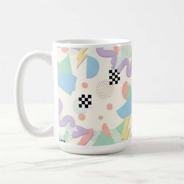 Retro 90s Memphis Aesthetic Pattern Latte Mug Kaffeetasse (Links)