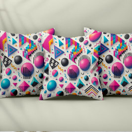 Retro 90s Memphis Geometric Neon Bold Throw Pillow Kissen