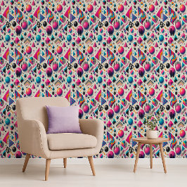 Retro 90s Memphis Geometric Neon Bold Wallpaper Tapete