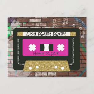 Retro 90's Mixtape  Hip Hop Baby Dusche Einladung Postkarte