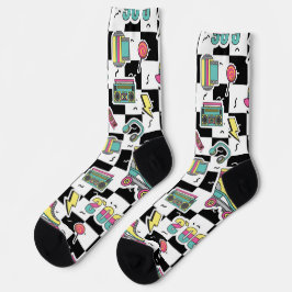 Retro 90s Roller Skate Pattern Socks  Socken