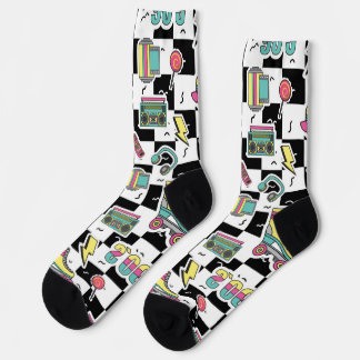 Retro 90s Roller Skate Pattern Socks  Socken