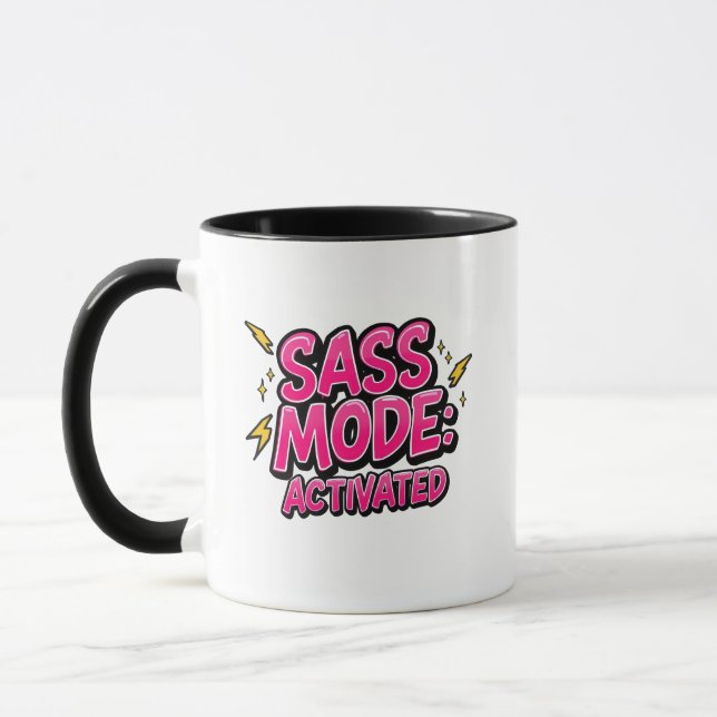 Retro 90s "Sass Mode Activated" Tasse (Links)