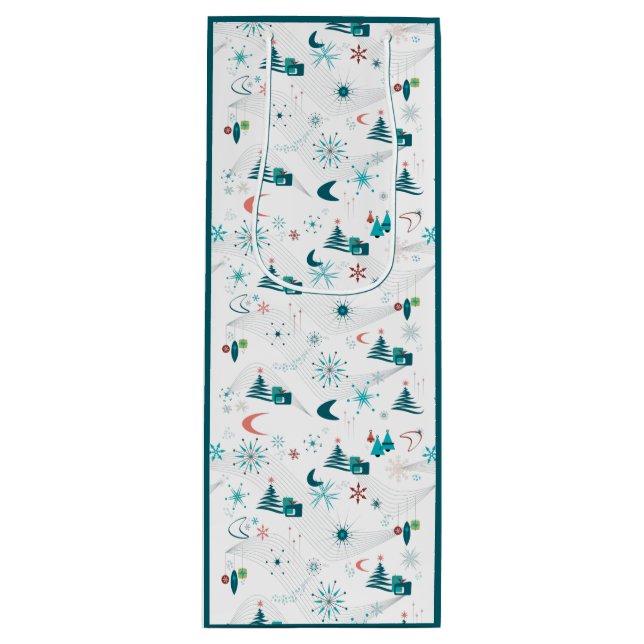 Retro A Go-Go Weihnachten Geschenktüte Für Weinflaschen (Vorderseite)