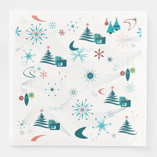 Retro A Go-Go Weihnachten Serviette (Vorderseite)