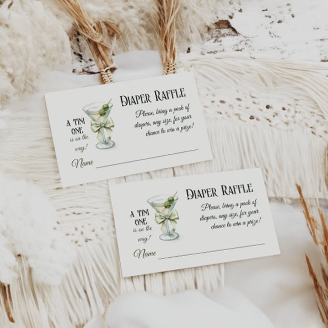 Retro A Tini One Martini Baby Shower Diaper Raffle Begleitkarte (Von Creator hochgeladen)