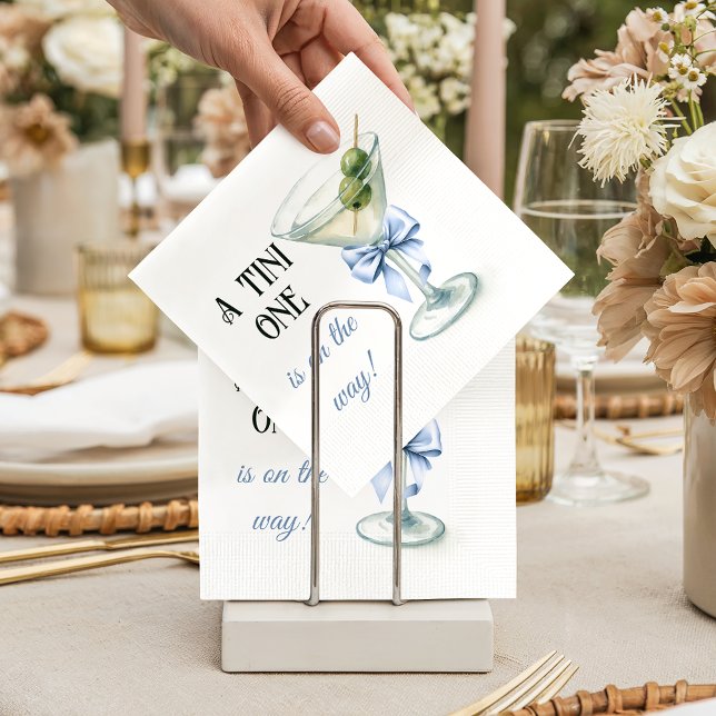 Retro A Tini One Martini Blue Bow Boy Baby Shower Serviette (Von Creator hochgeladen)