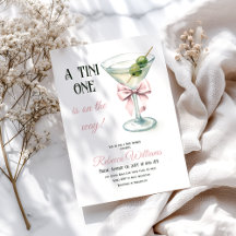 Retro A Tini One Martini Pink Bow Girl Babydusche