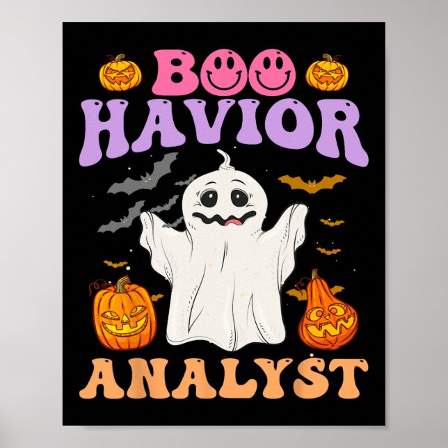 Retro Aba Therapeut Bcba Halloween Ghost Boo Havio Poster (Vorne)