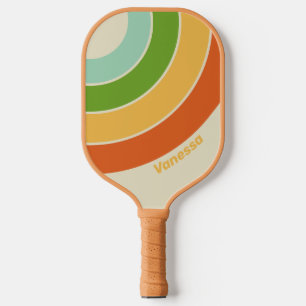 Retro ABC Straße Kreis Streifen mit Namen Pickleball Schläger