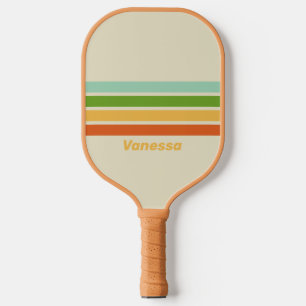 Retro ABC Straße quer gestreift mit Namen Pickleball Schläger