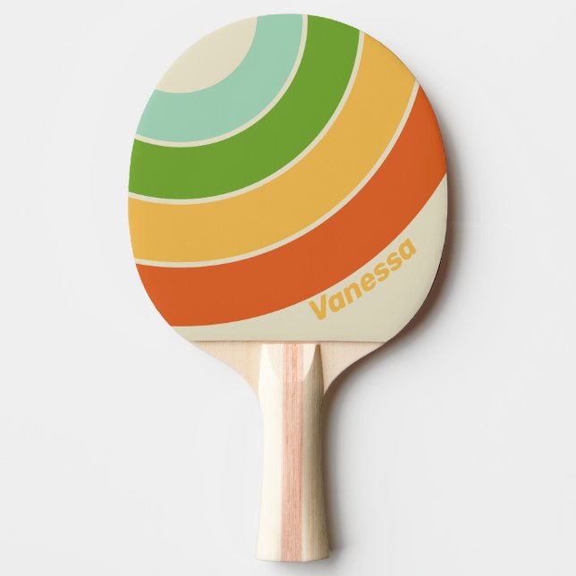 Retro ABC Street Circle Stripe with Name Tischtennis Schläger (Vorderseite)