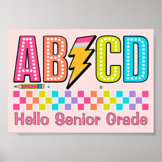 Retro ABCD Alphabet Blitz Rückkehr zur Schule Poster