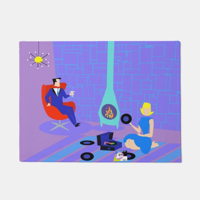 Retro-Abend an der Zuhause Door Mat Fußmatte (Vorderseite)