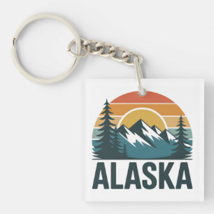 Retro-Abenteuer Alaska-Sonnenuntergang  Schlüsselanhänger