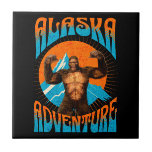 Retro-Abenteuer Sasquatch-Berg Alaska Fliese