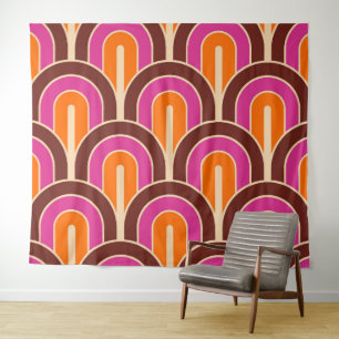 Retro abgestufter geometrischer Fächer Muster Wandteppich