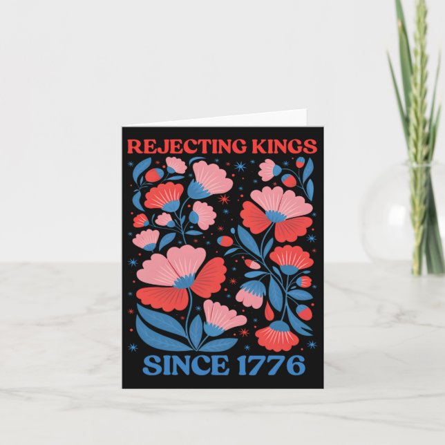 Retro Ablehnende Könige seit 1776 Boho Floral Wome Karte (Vorderseite)