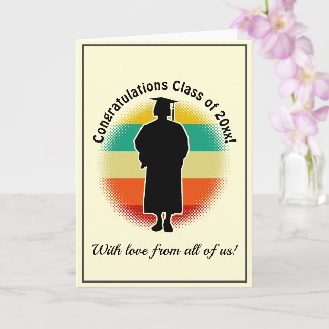 Retro Abschluss Graduate Cap & Gown Girl Ca Karte (Orchidee)