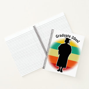 Retro Abschluss Graduate Cap & Gown Girl Notizbuch