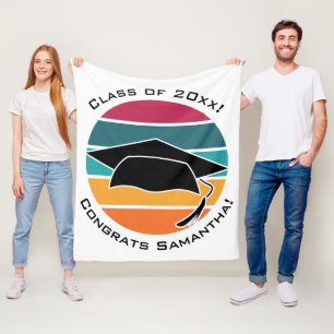 Retro Abschluss Graduate Cap Mortarboard Fleecedecke
