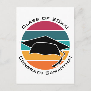 Retro Abschluss Graduate Cap Mortarboard Postkarte